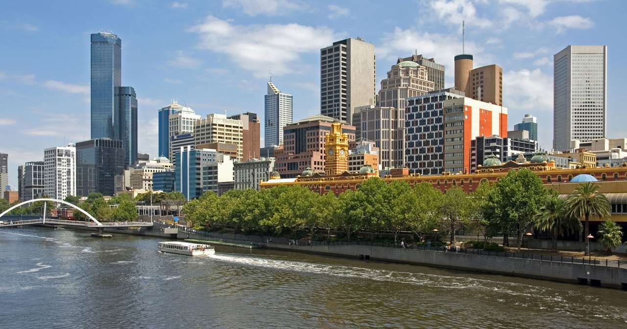 Widok Melbourne od strony Yarra (Australia) puzzle online ze zdjęcia