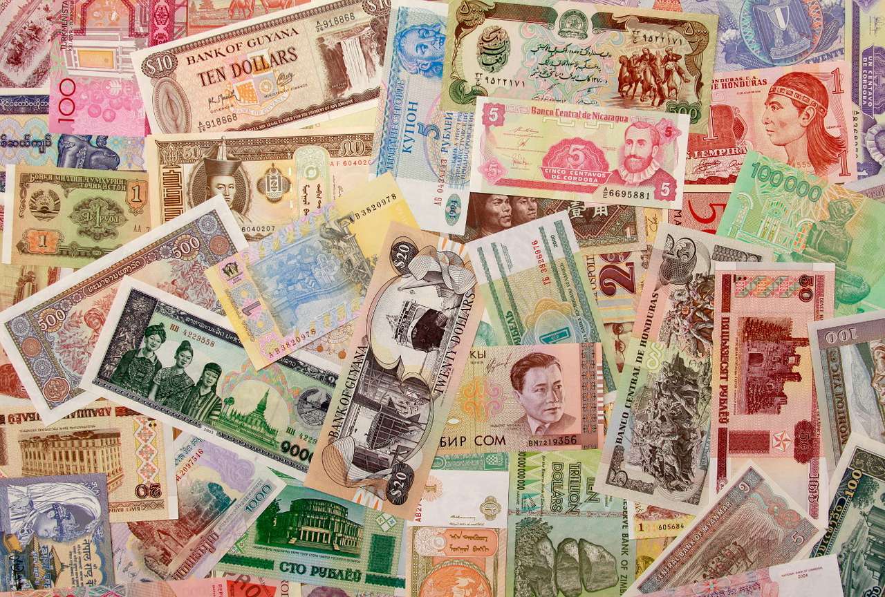 Różne banknoty puzzle ze zdjęcia