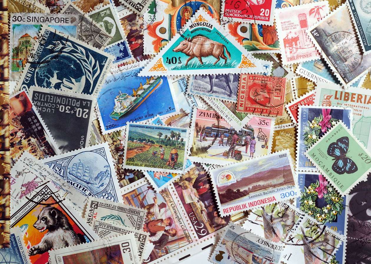 Kolekcja znaczków pocztowych z całego świata puzzle