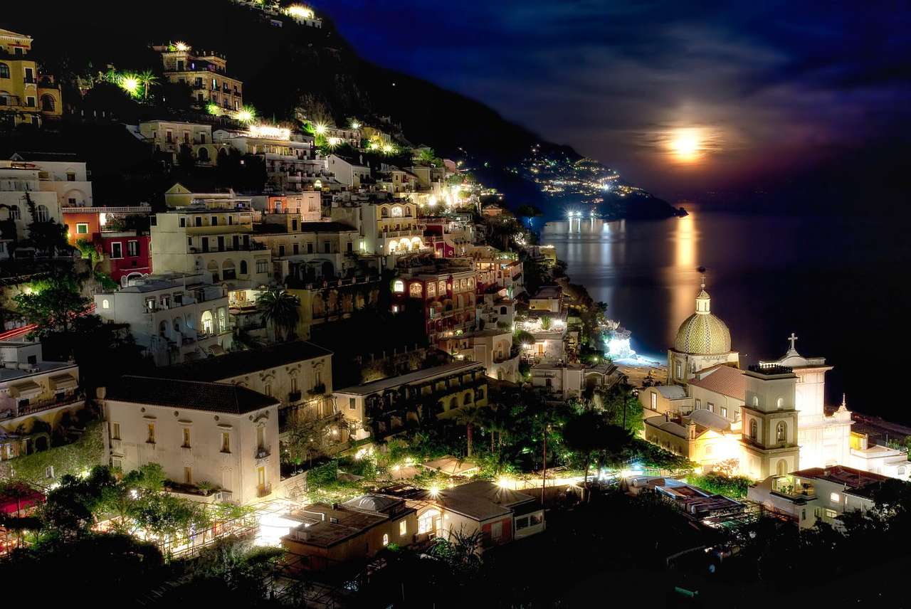 Noc w Positano (Włochy) puzzle ze zdjęcia