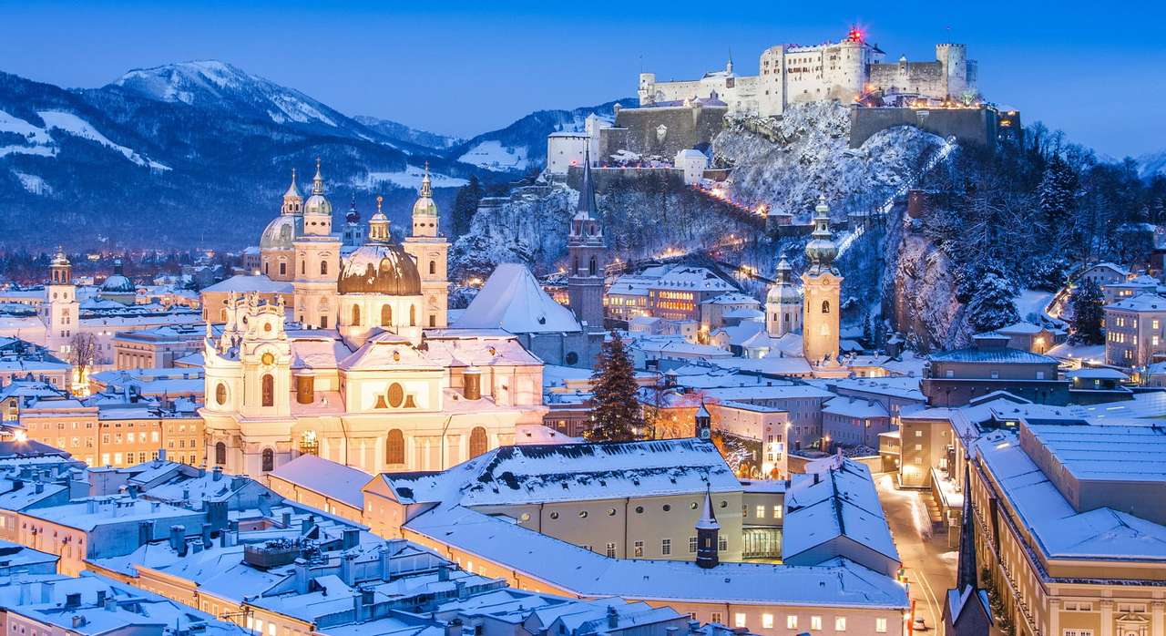 Salzburg zimą (Austria) puzzle ze zdjęcia