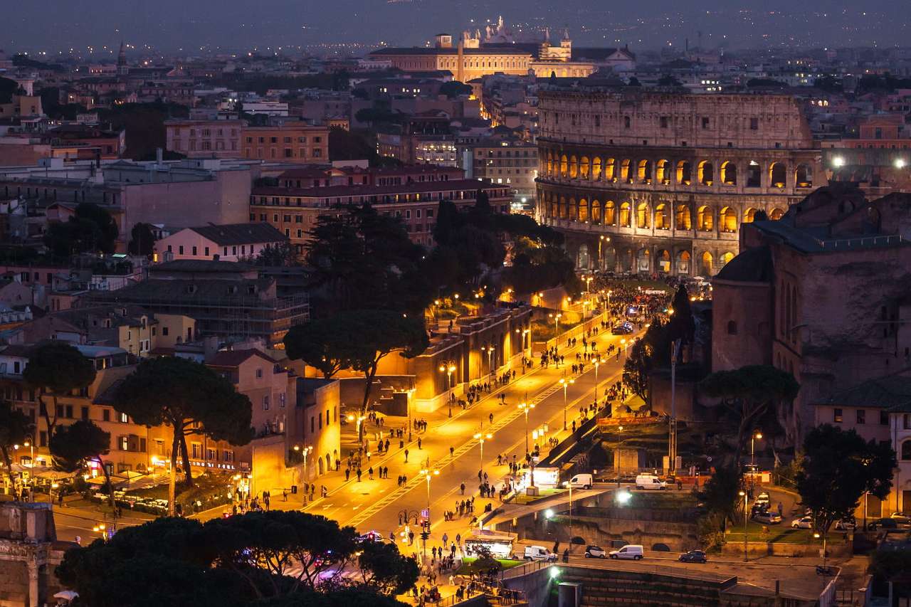 Rzym nocą (Włochy) puzzle online ze zdjęcia