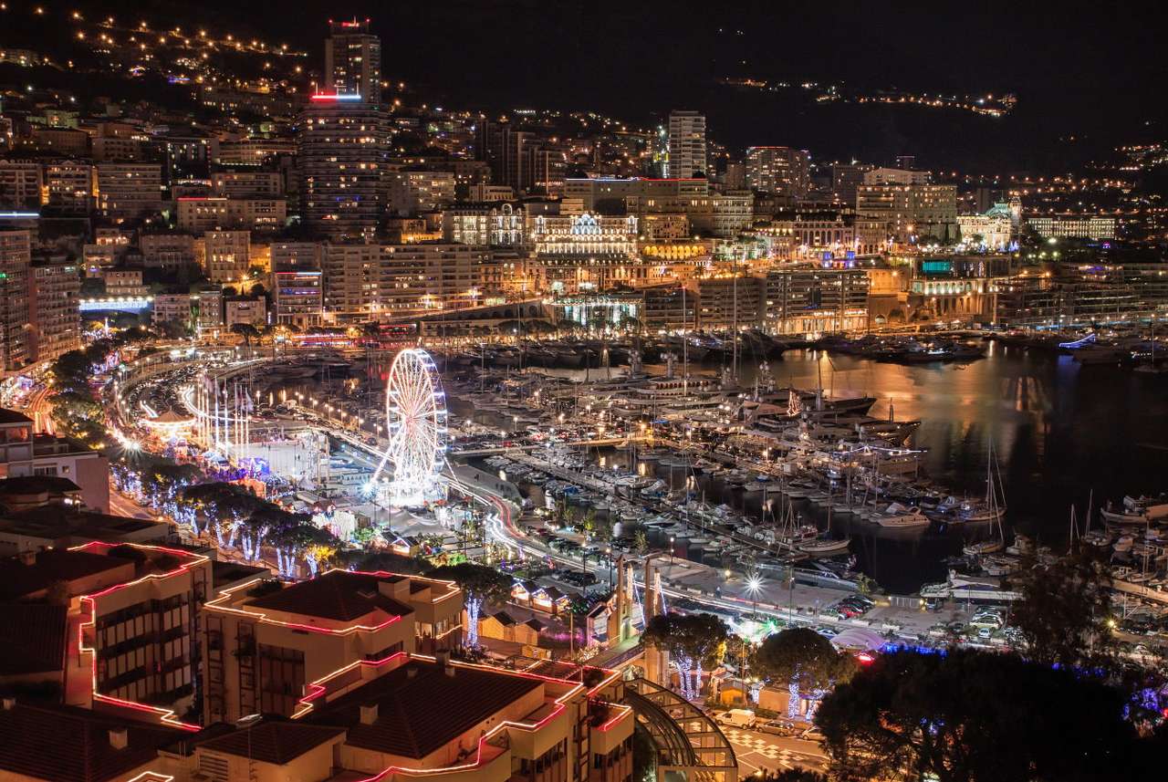 Nocna panorama Monte Carlo (Monako) puzzle online ze zdjęcia
