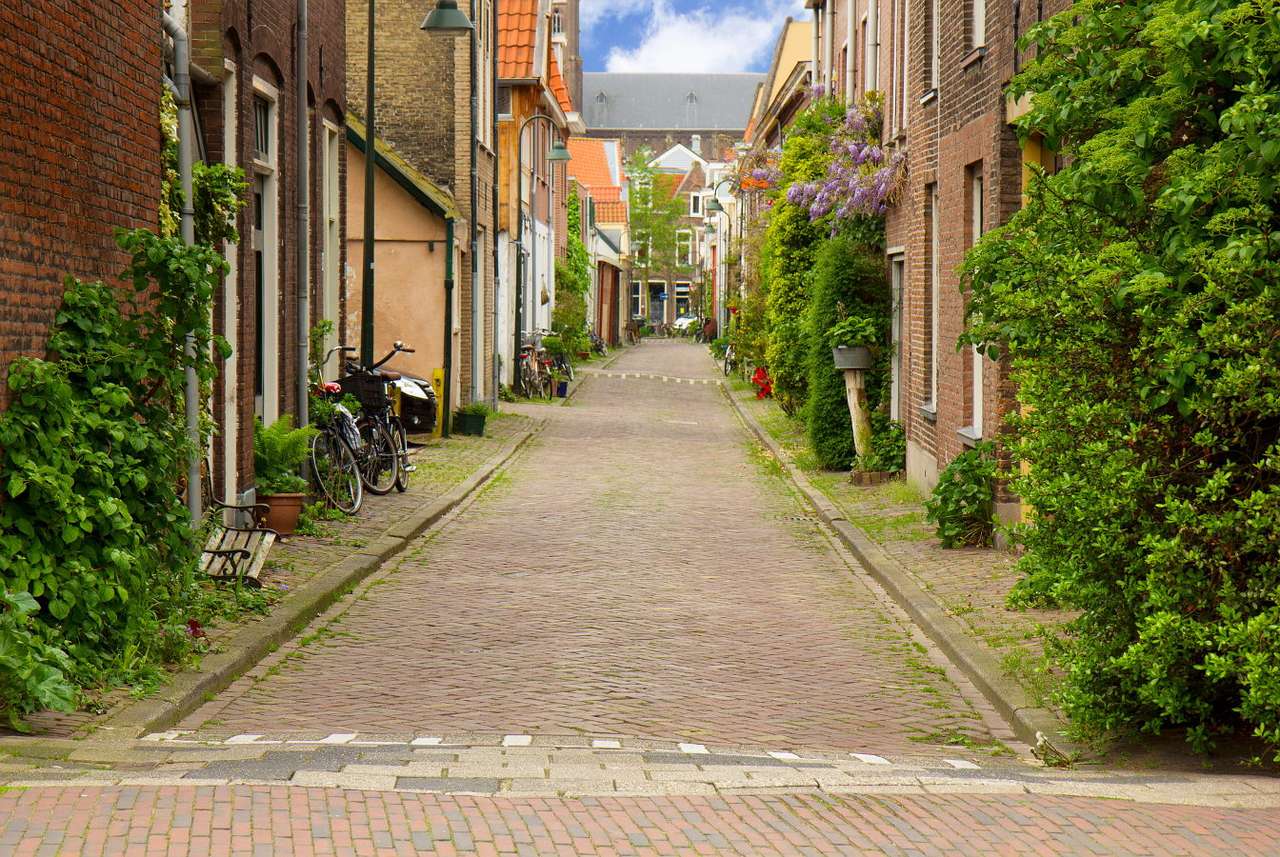 Uliczka w mieście Delft (Holandia) puzzle online ze zdjęcia