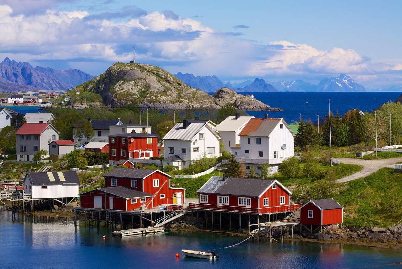 Wioska rybacka na Lofotach (Norwegia) puzzle online ze zdjęcia