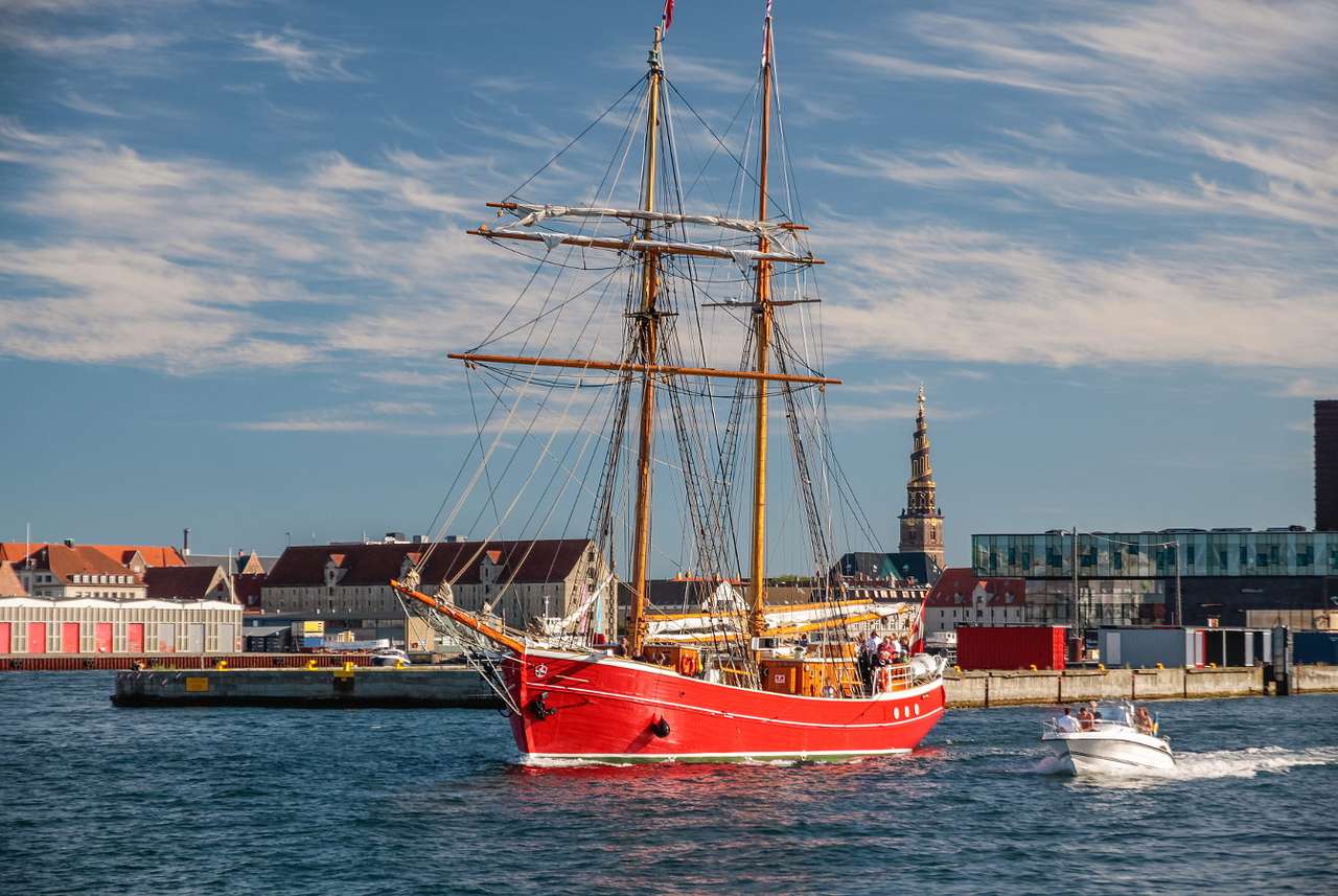 Statek Lilla Dan u wybrzeży Kopenhagi (Dania) puzzle online