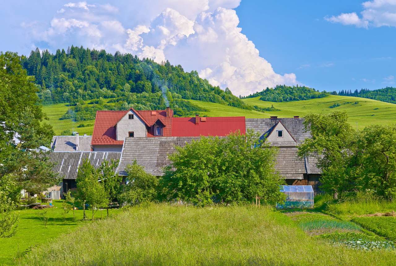 Wiejskie domy nieopodal granicy polsko-słowackiej puzzle