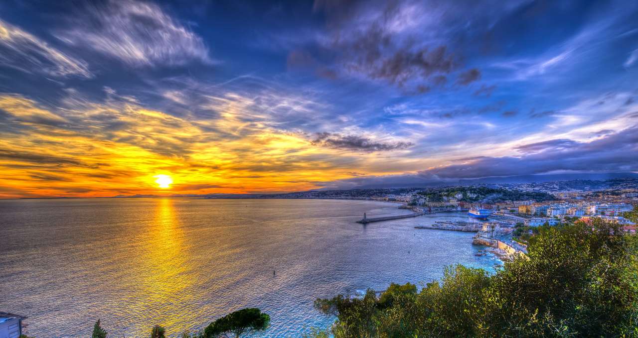 Zachód słońca nad Niceą (Francja) puzzle online ze zdjęcia