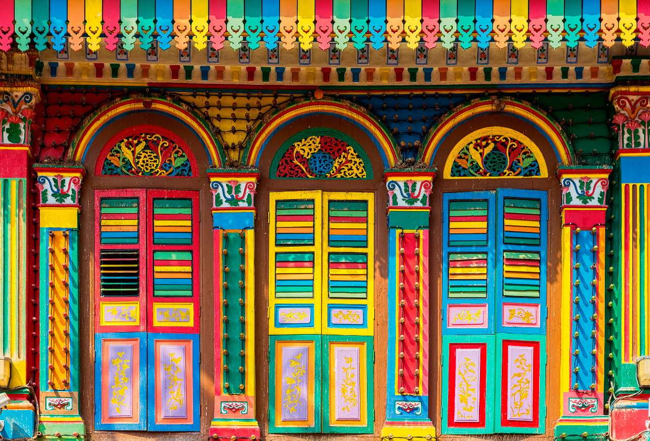 Kolorowy dom w Little India (Singapur) puzzle online ze zdjęcia