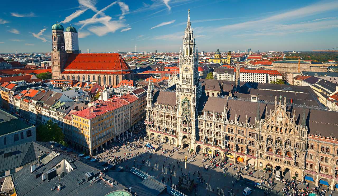 Widok na Marienplatz w Monachium (Niemcy) puzzle online ze zdjęcia