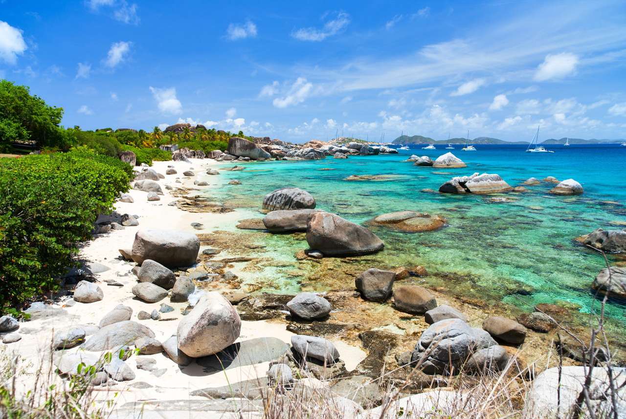 Karaibska plaża na Virgin Gorda (Wielka Brytania) puzzle ze zdjęcia