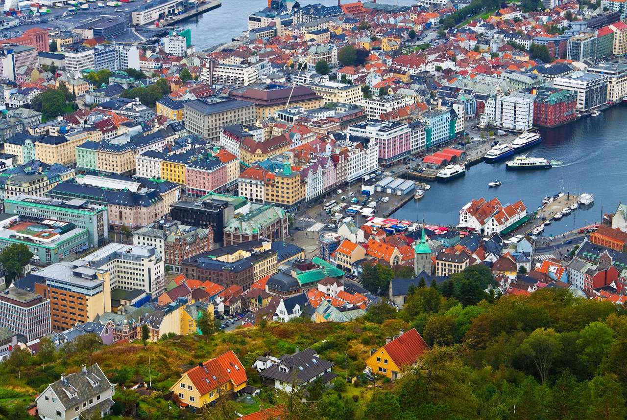 Panorama Bergen (Norwegia) puzzle online ze zdjęcia