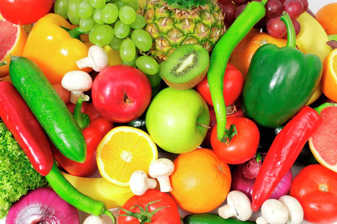 Świeże owoce i warzywa puzzle ze zdjęcia
