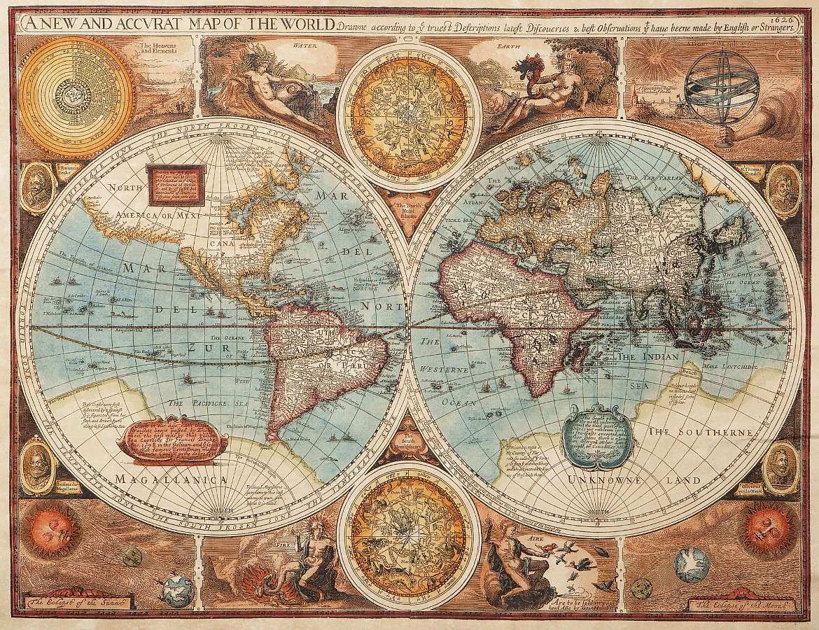 Mapa świata z XVII wieku puzzle online