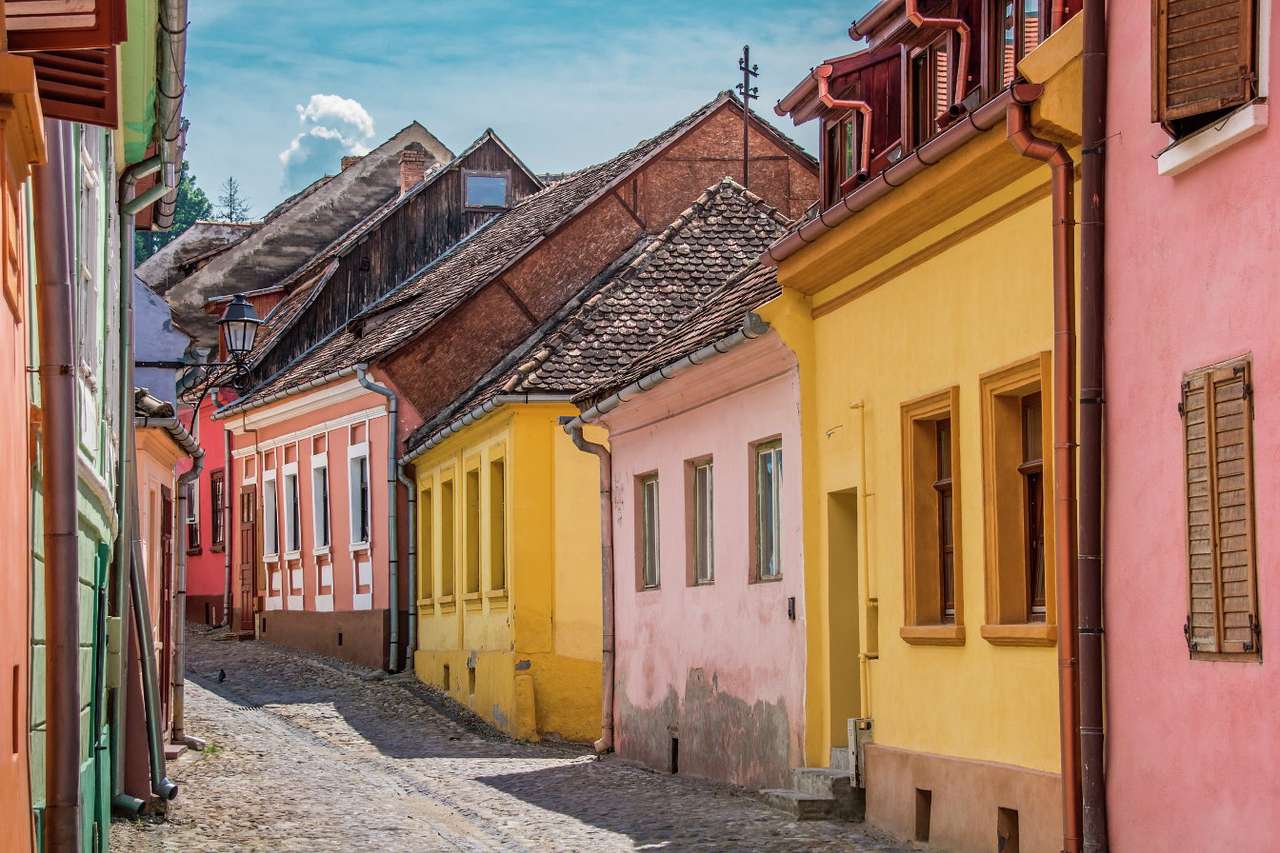 Kolorowe domy w miasteczku Sighișoara (Rumunia) puzzle online