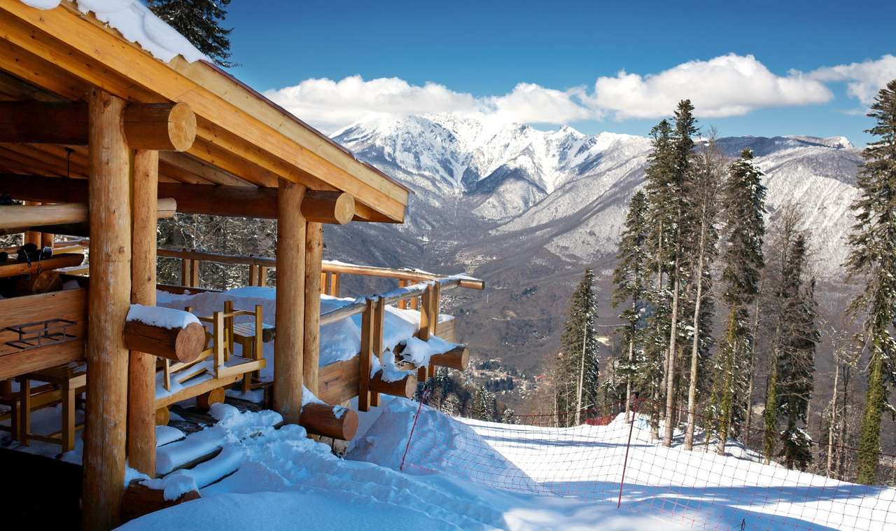 Drewniany domek narciarski puzzle