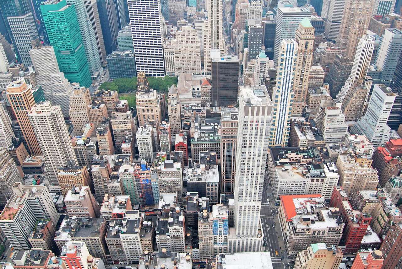 Wieżowce na Manhattanie z lotu ptaka (Stany Zjednoczone) puzzle online ze zdjęcia