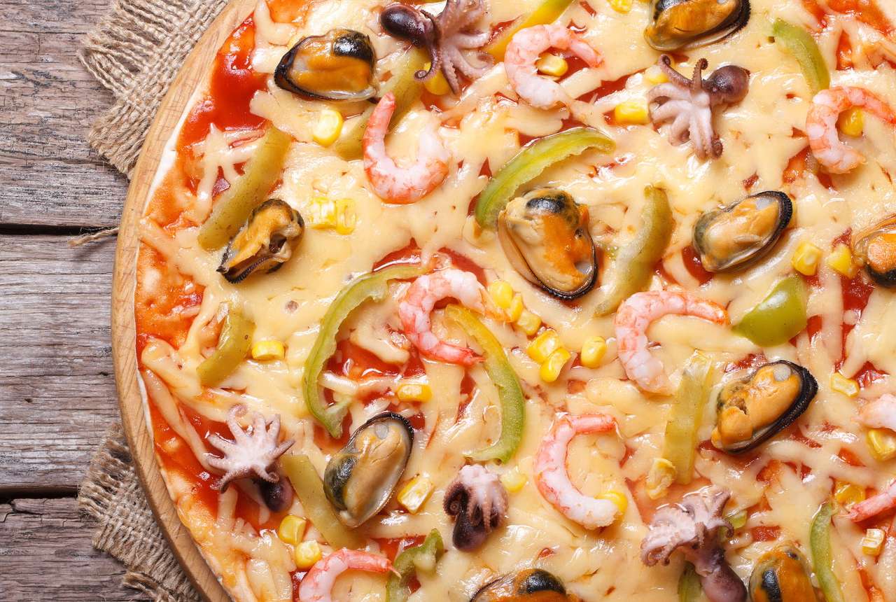 Pizza z owocami morza puzzle online ze zdjęcia