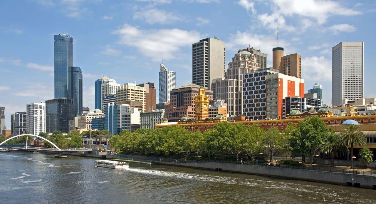 Rzeka Yarra z panoramą Melbourne (Australia) puzzle online ze zdjęcia