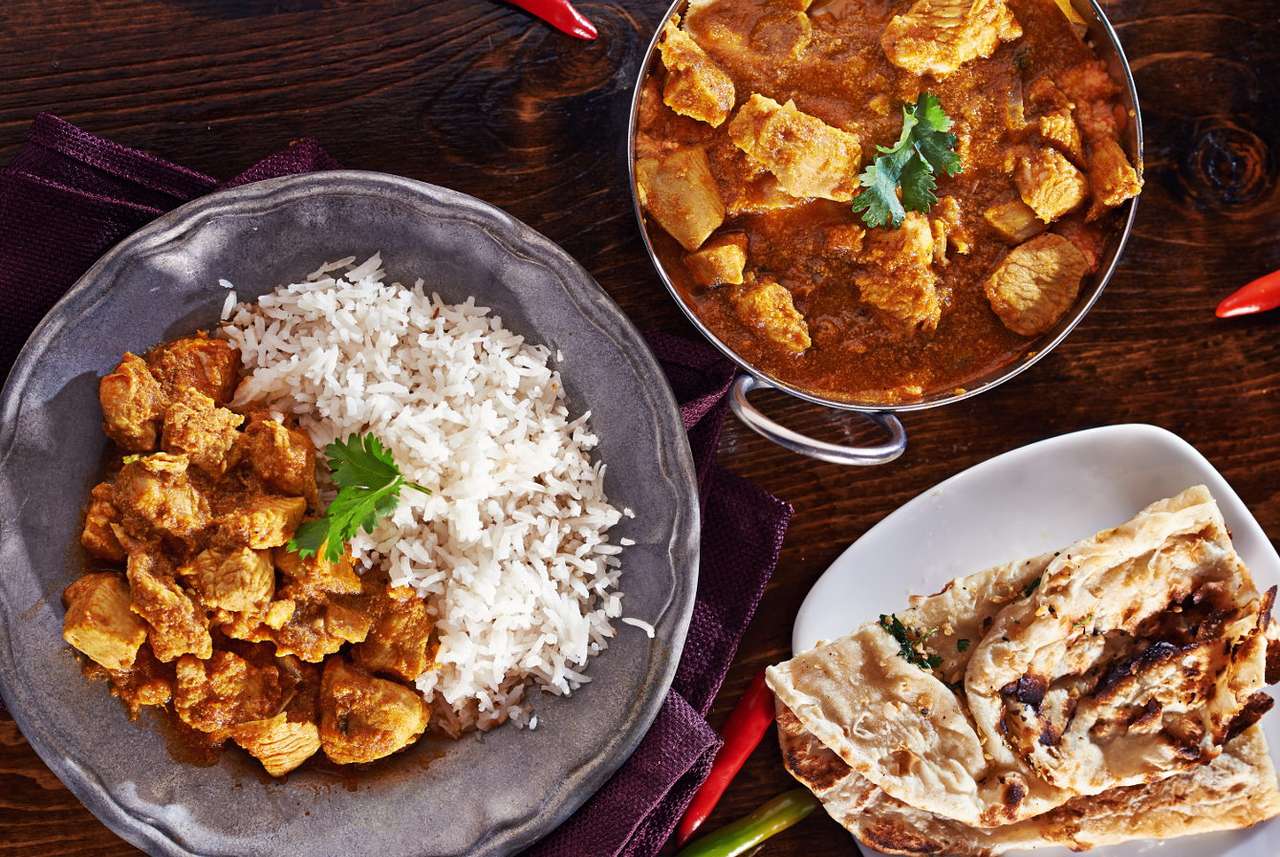 Indyjskie curry z ryżem basmati puzzle ze zdjęcia
