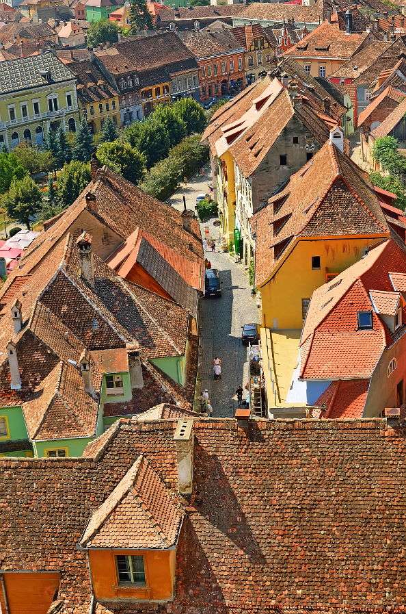 Widok miasteczka Sighisoara w Siedmiogrodzie (Rumunia) puzzle online ze zdjęcia