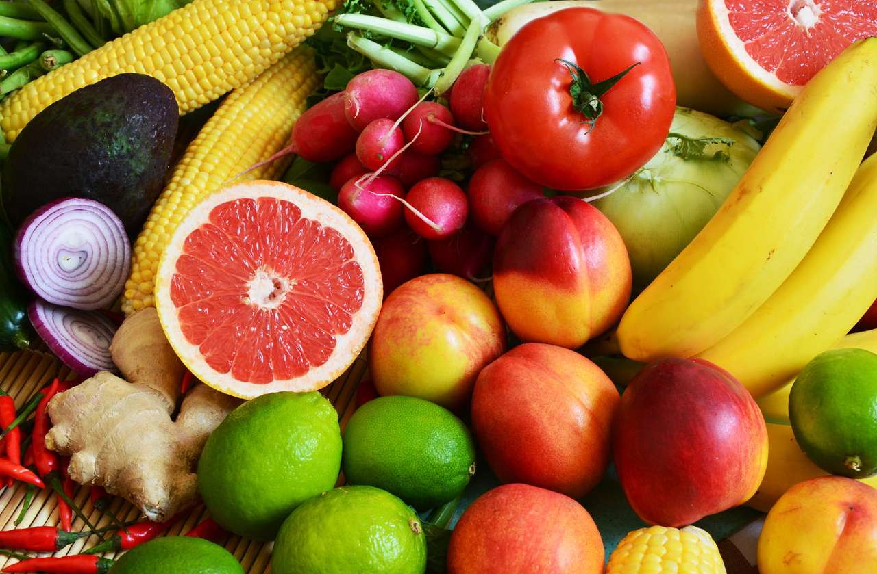 Kolorowe warzywa i owoce puzzle online ze zdjęcia