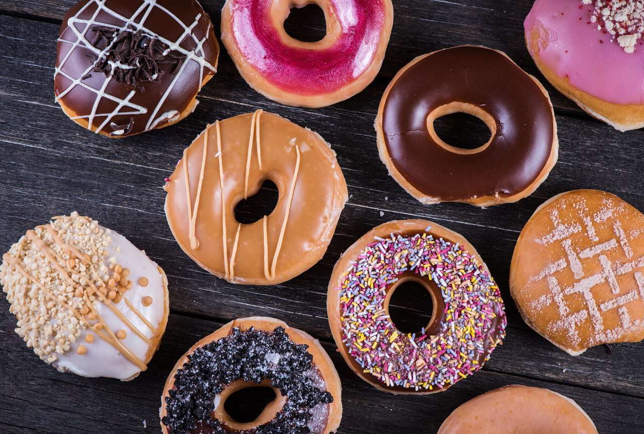Donuty w polewach puzzle online ze zdjęcia