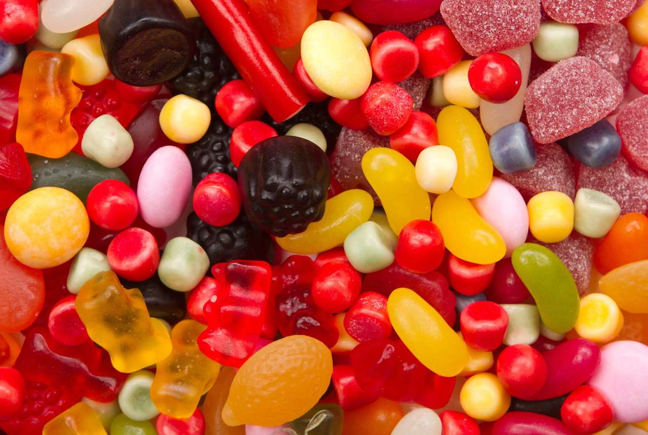 Kolorowe żelki i cukierki puzzle online ze zdjęcia