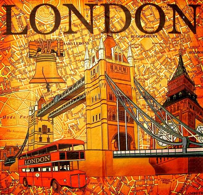 Londyn na serwetce... puzzle online ze zdjęcia