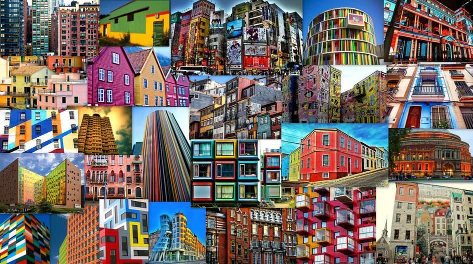 Kolorowe domy puzzle online