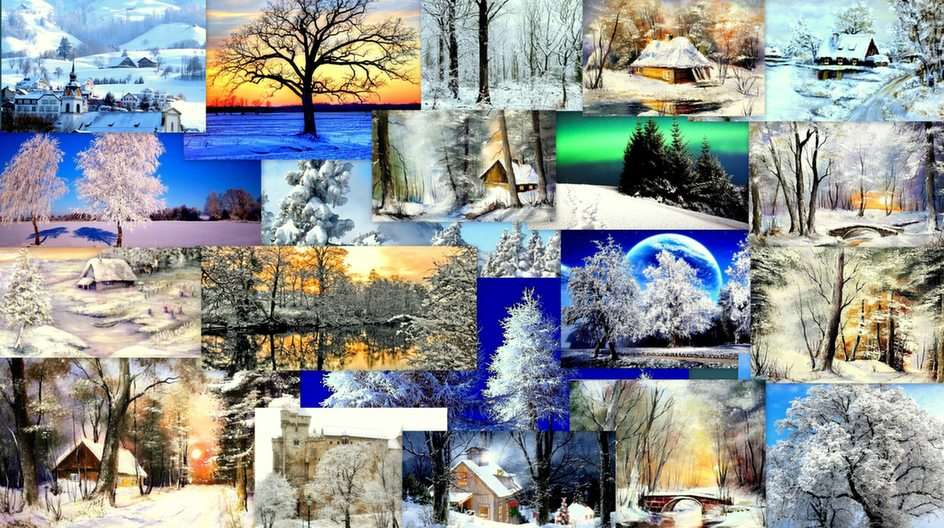 Collage zimowy puzzle ze zdjęcia