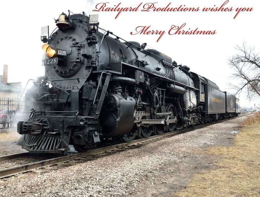 Kartka bożonarodzeniowa lokomotywa parowa puzzle ze zdjęcia