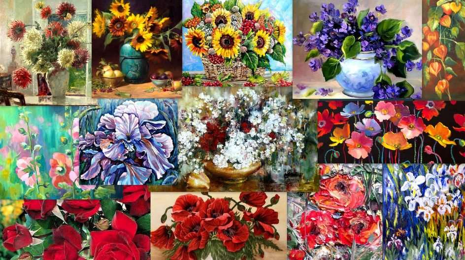 Collage kwiatowy puzzle ze zdjęcia