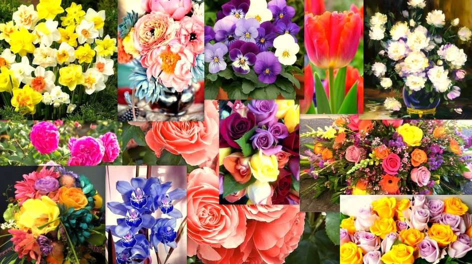 Collage kwiatowy puzzle online ze zdjęcia