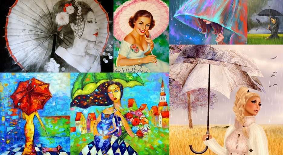 Kobieta pod parasolem puzzle online ze zdjęcia