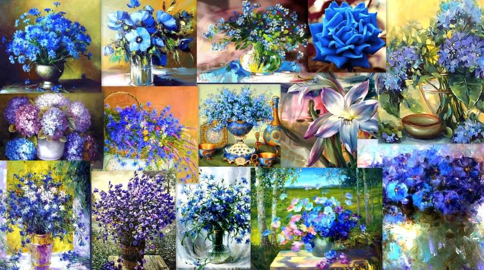 Kwiaty niebieskie puzzle