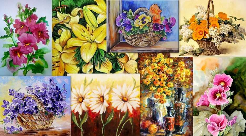 Kwiaty - malarstwo puzzle online ze zdjęcia