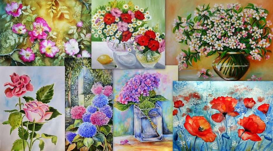 Kwiaty - malarstwo puzzle ze zdjęcia