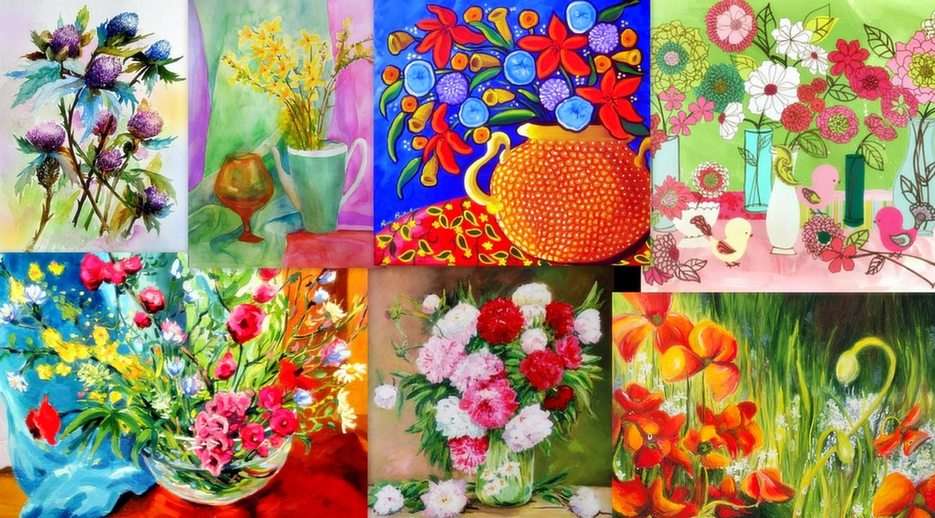 Kwiaty-malarstwo puzzle online