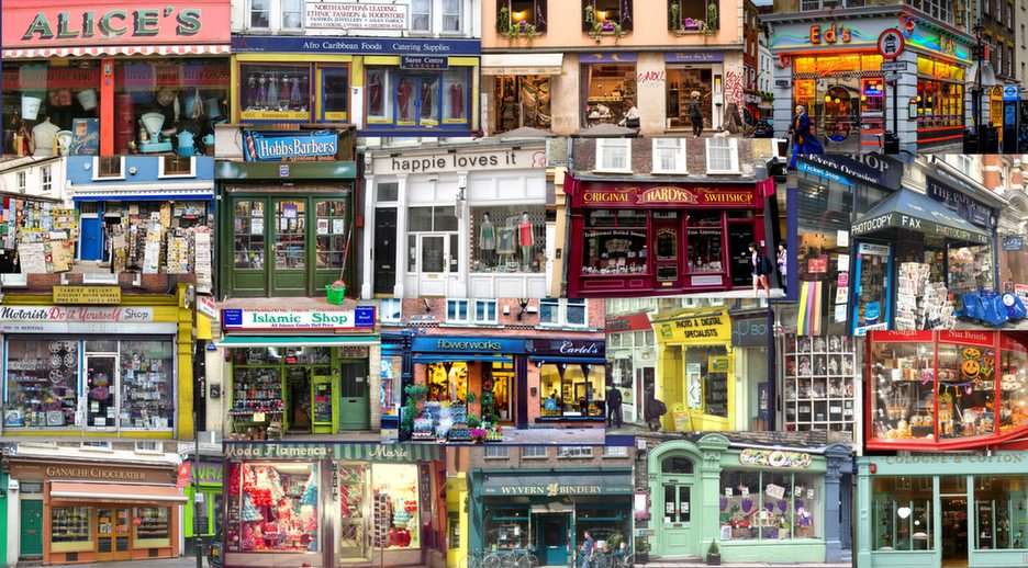 Londyn-sklepy puzzle online ze zdjęcia