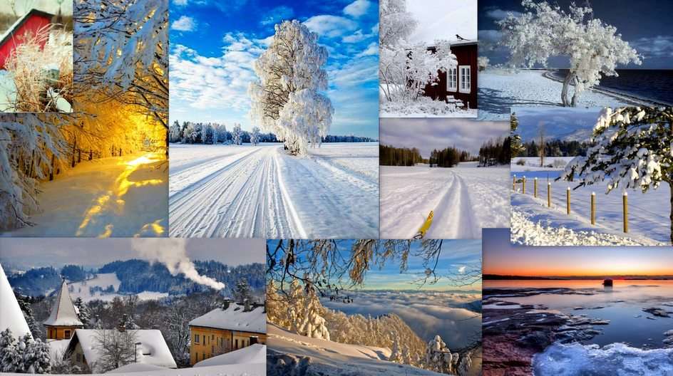Zimowy collage puzzle online ze zdjęcia