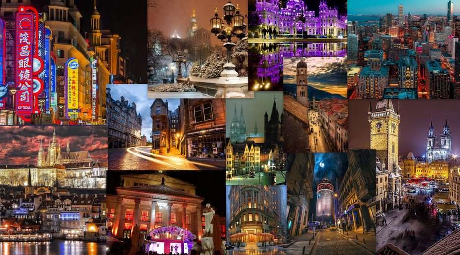 Miasta nocą puzzle online ze zdjęcia