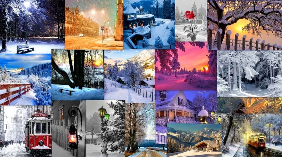 Zimowy collage puzzle online ze zdjęcia