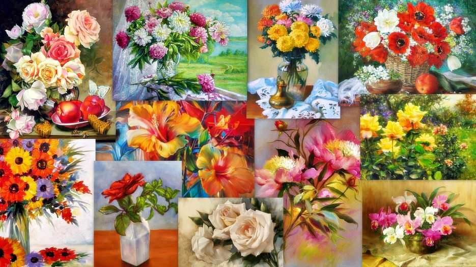 Kwiaty - malarstwo puzzle