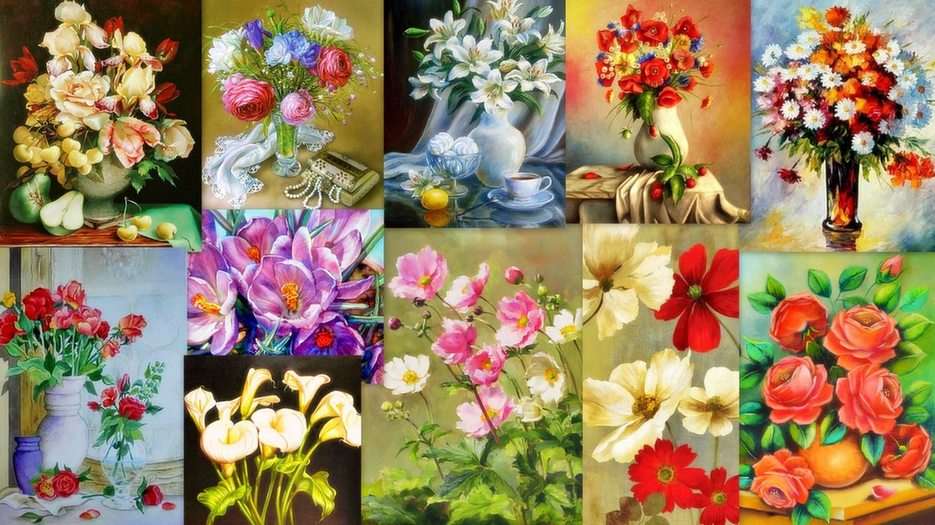 Kwiaty - malarstwo puzzle online