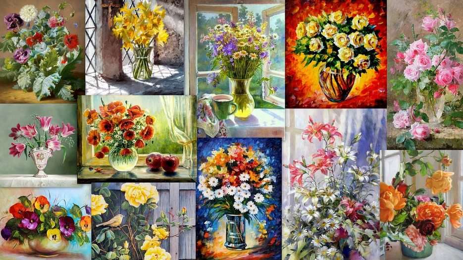 Kwiaty - malarstwo puzzle ze zdjęcia