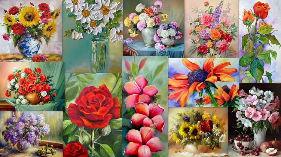 Kwiaty - malarstwo puzzle online