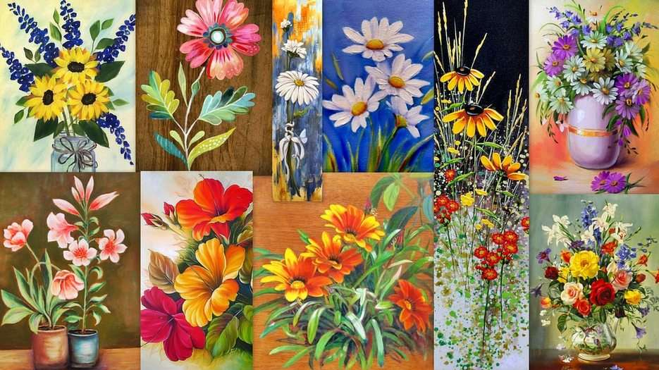 Kwiaty - malarstwo puzzle