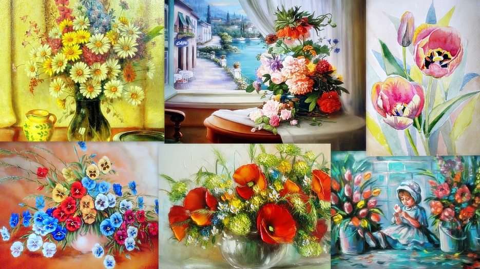 Kwiaty - malarstwo puzzle online ze zdjęcia