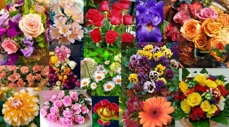 Collage kwiatowy puzzle online ze zdjęcia